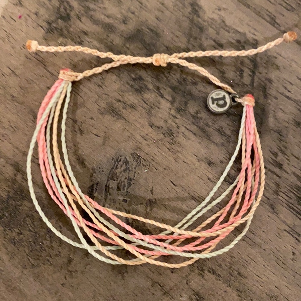 Pura Vida bracelet pastel pink & blue with p charm​ - Picture 4 of 8